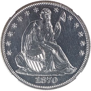 U.S. 1870 PROOF SEATED LIBERTY 50C COIN