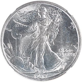U.S. 1917-D OBVERSE WALKING LIBERTY 50C COIN
