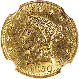 U.S. 1850 LIBERTY $2.5 GOLD COIN