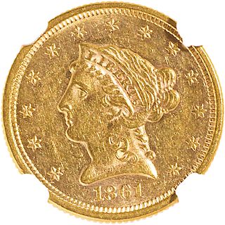 U.S. 1861 TYPE 1 $2.5 GOLD COIN