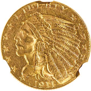 U.S. 1911 INDIAN HEAD $2.5 GOLD COIN