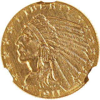 U.S. 1911-D INDIAN HEAD $2.5 GOLD COIN