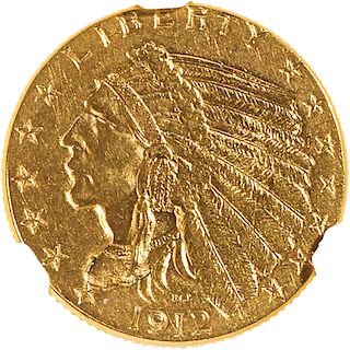 U.S. 1912 INDIAN HEAD $2.5 GOLD COIN