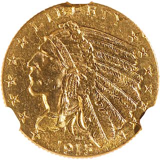 U.S. 1915 INDIAN HEAD $2.5 GOLD COIN