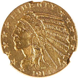 U.S. 1913-S INDIAN HEAD $5 GOLD COIN