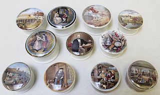 Grouping of Assorted Antique English Paste Pots.