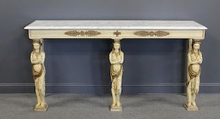 Antique Paint and Gilt Decorated Figural and