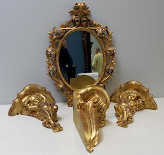 Lot of Decorative Giltwood Items To Inc.
