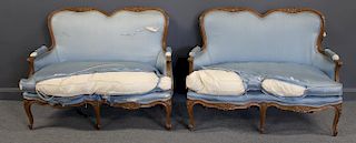 Pair of Antique Louis XV Style Down Filled Settees