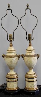 Pair of Faux Alabaster Lamps.
