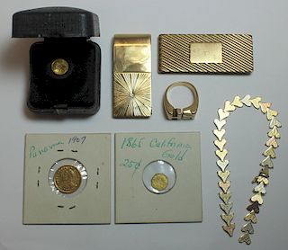 JEWELRY & COINS. Assorted Grouping of Gold Jewelry