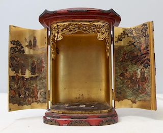 Japanese Lacquer Zushi Shrine with Interior