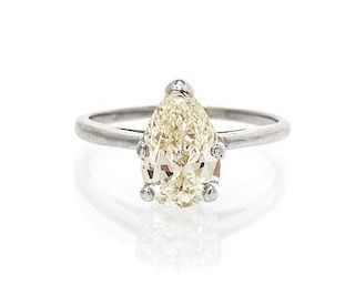 A 14 Karat White Gold and Diamond Solitaire Ring, 1.85 dwts.