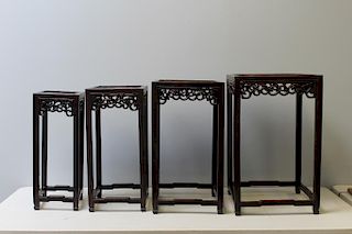 Antique Chinese Hardwood Nesting Tables Together