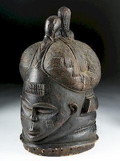 1940s African Mende Wood Bundu Helmet Mask