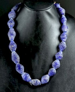 18th C. Dutch / Dogon Blue Glass Trade Beads - 19 Large