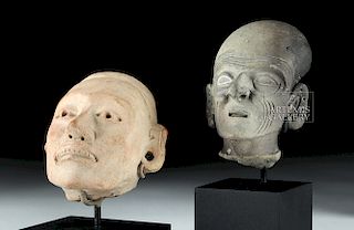 Pair of La Tolita & Huastec Terracotta Heads