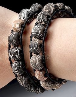 Ecuadorian Pottery Spindle Whorl Beaded Wrap Bracelet