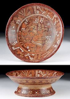 Aztec Polychrome Footed Bowl - Gods and Trophy Heads