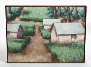 L. Dennis Painting - "Teacher's House, Tandala" - 1973