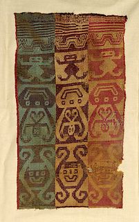 Pachacamac Textile Panel w/ Abstract Zoomorphic Motifs