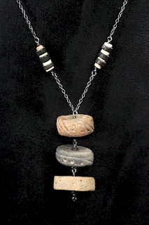 Mayan Stone / Shell Beads + Spindle Whorls Necklace