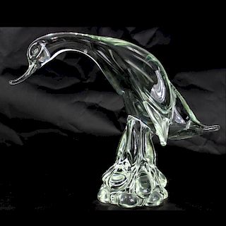 Art Glass Swan Figure, Signed