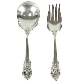 Wallace Sterling Serving Fork & Spoon, 8.5 ozt