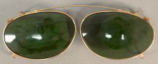 10 karat gold framed sunglass frames. length 4 1/4 inches.   Provenance: Estate of Peggy & David Rockefeller having stamp/label.