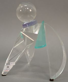 Cissy McCaa (20th century), art glass sculpture, signed near base: C. McCaa 97. height 10 3/4 inches, width 9 1/2 inches.