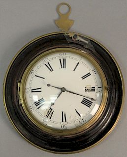 Grayham round wall clock having brass and mahogany case with enamel dial (as is) and brass works marked: Grayham No. 52. Diameter 6...