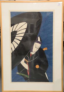 Hiromitsu Takahashi, woodblock print in eight colors, Sukeroku 1989, pencil signed: Hiromitsu, numbered 6/15, The Tolman Collection...