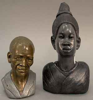 Two Casper Darare (1952-2001), fine stone bust of a young African woman and a bust of an African man, both signed. woman: height 10...