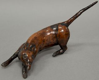 Carved wood root rat (two legs repaired).  length 11 1/2 inches   Provenance: Estate of Peggy & David Rockefeller having stamp...