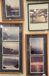 Group of five framed photographs to include three framed sets of photographs taken by (Dick) Richard Rockefeller, each having Rockef...