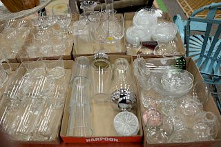 Six tray lots of crystal and glass to include goblets, stems, cocktail shakers, plates, etc. 

Provenance: Estate of Peggy & David R...