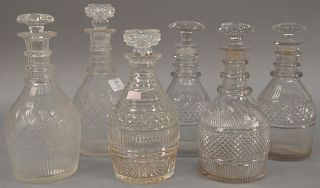 Group of six crystal decanters including two pairs and two singles with stoppers. heights 9 1/2 inches to 11 inches.   Provenanc...
