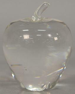 Steuben crystal apple signed on bottom Steuben. height 4 1/4 inches.   Provenance: Estate of Peggy & David Rockefeller having st...