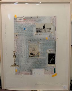 Robert Peterson (b. 1945), collage; signed, dated, and numbered lower right: Robert Petersen 1989, 29/38, plaque on bottom marked: B...