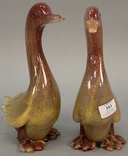 Pair of Murano art glass ducks (one repaired). height 11 1/2 inches   Provenance: Estate of Peggy & David Rockefeller having sta...
