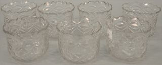 Set of seven cut crystal finger cups, English or Irish (minor chips). height 3 1/4 inches, diameter 4 inches   Provenance: Estat...