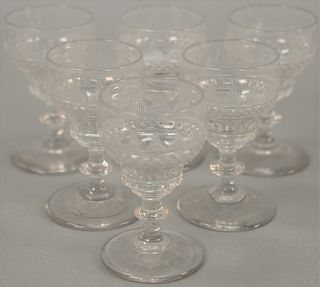 Set of six cut crystal colorless glass stems, probably 19th century. height 4 1/4 inches   Provenance: Estate of Peggy & David R...