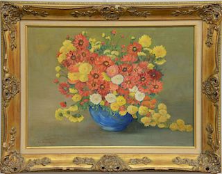 Eve Morgan, oil on canvas, "Still Life of Flowers", signed and dated lower left: Eve Morgan 1967, 18" x 24"   Provenance: Estate...