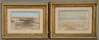 Pair of Brion Gysin (1916-1986) watercolors, "Just Waiting" Moroccan (sight size: 6 1/2" x 10") and "Blenching Beaches" landscape (s...