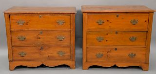 Pair of pine three drawer chests, circa 1880. height 31 1/2 inches,