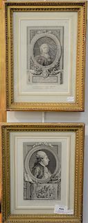 Pair of Le Beau, 19th century French portrait engravings including "Mr. Labbe Terray" (plate size: 7" x 4 3/4"), and "Necker, Direct...