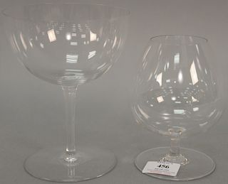Eighteen piece Baccarat set to include seven oversized gourmet/wine glasses and eight large brandy glasses. wine: height 6 7/8 inche...