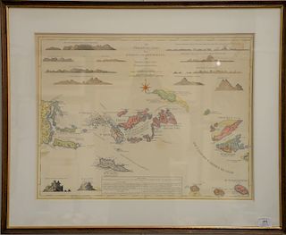 The Virgin Islands from English and Danish Surveys by Thomas Jefferys Geographer to the King, sight size: 18 1/2" x 24"