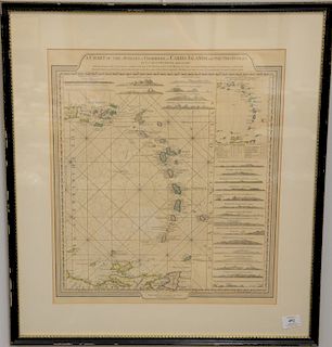 A Chart of the Antilles or Charibbee or Caribs Island with The Virgin Isles by L.S. De La Rochette, sight size: 21" x 18 1/2"   ...