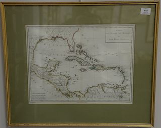 Two framed maps including Carte Du Golfe Du Mexique et Des Isles Antilles (sight size: 13" x 17") and Orbis Universal map of the wor...
